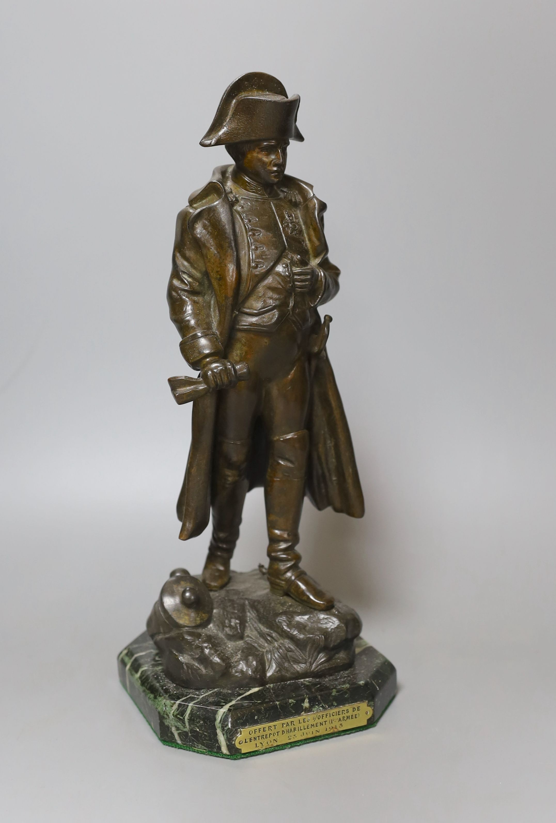 Georges Ometh (1895-1925) A bronze figure of Napoleon, on marble plinth, 32cm